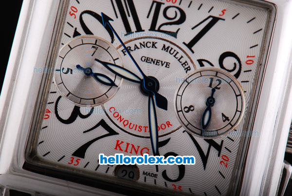 Franck Muller Conquistador Chronograph Automatic with White Dial and ssband - Click Image to Close